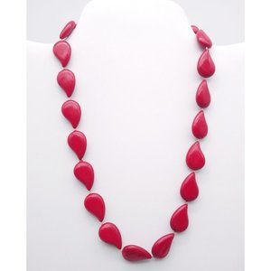 Coral-Tone Teardrop Bead Necklace 17"